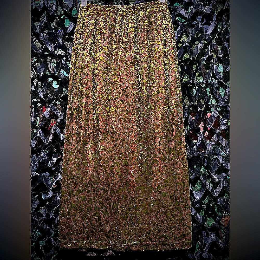 Vintage mid 90s Gantos Burn Out Velvet Layered Maxi